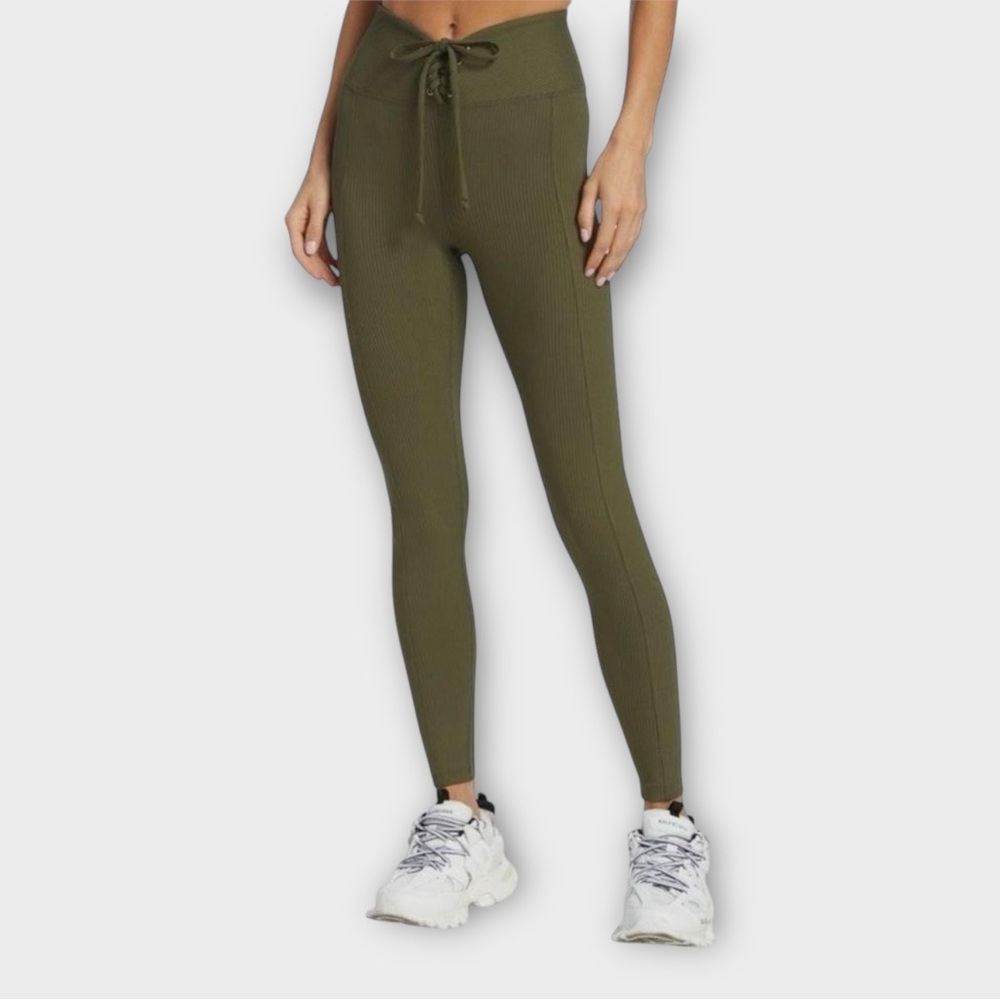 Year of Ours Ribbed Football Legging in Olive Green Women's Size M